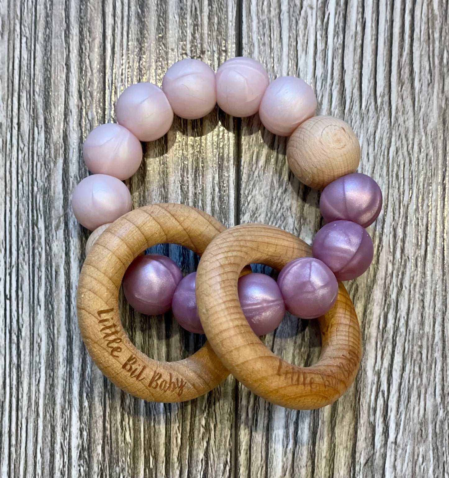 Beech Wood Rattle - Pink/Purple Pearl
