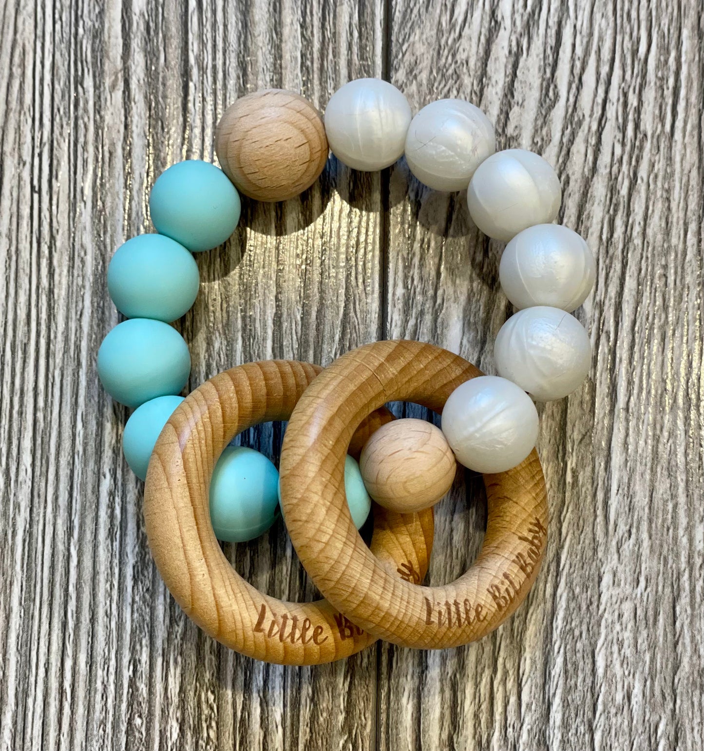Beech Wood Rattle - Bright Blue/Pearl