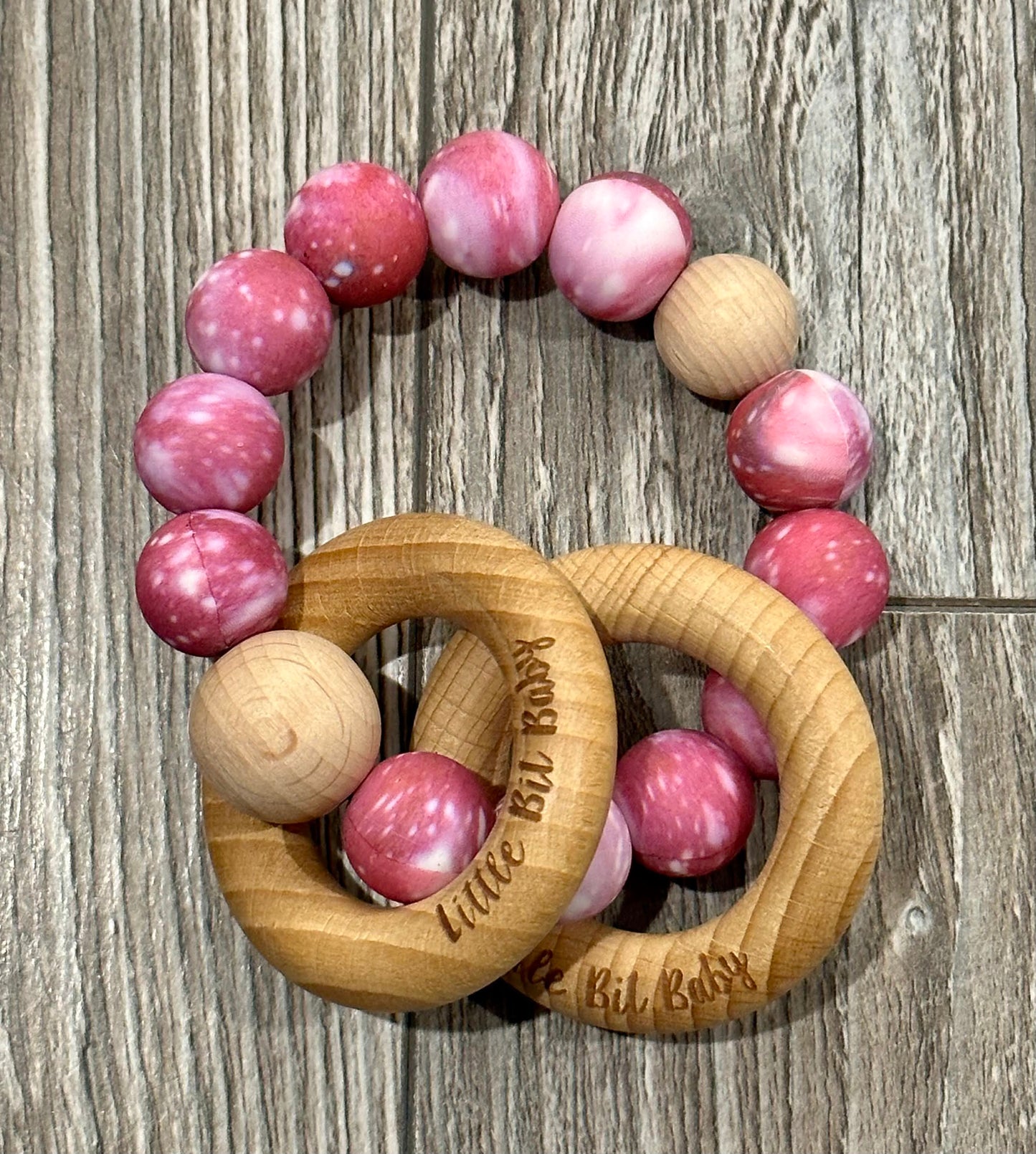 Beech Wood Rattle - Pink Galaxy