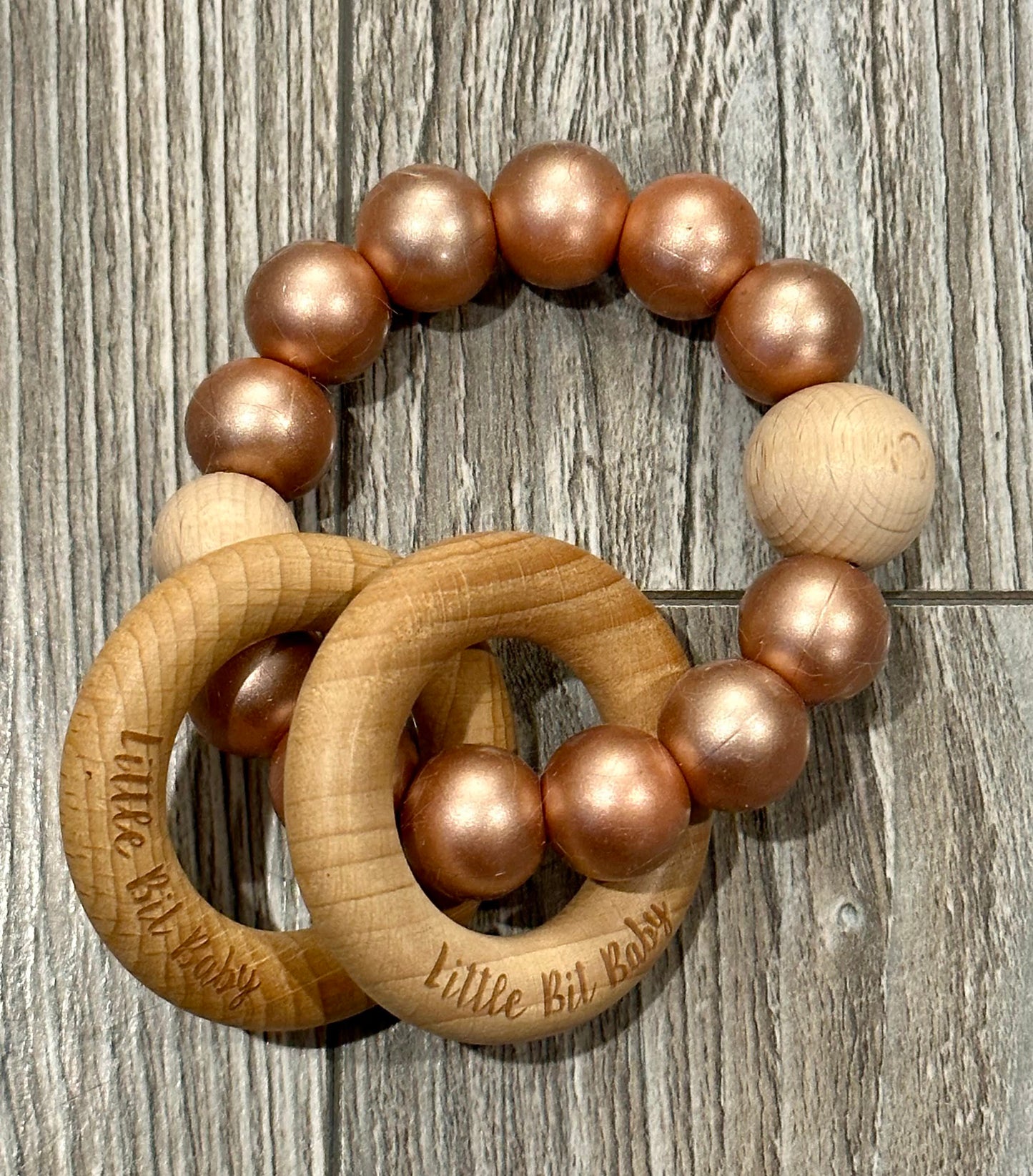 Beech Wood Rattle - Shiny Copper