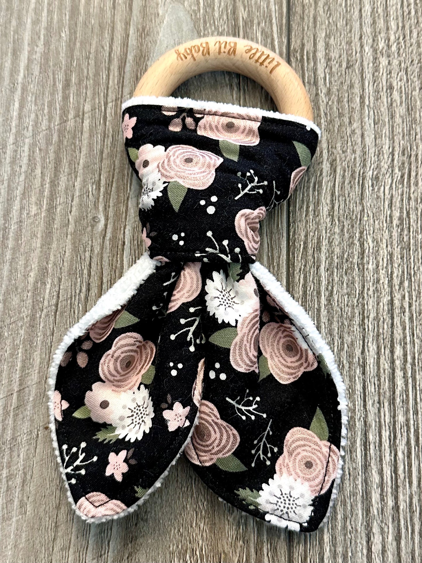 Black with Rose Gold Flowers