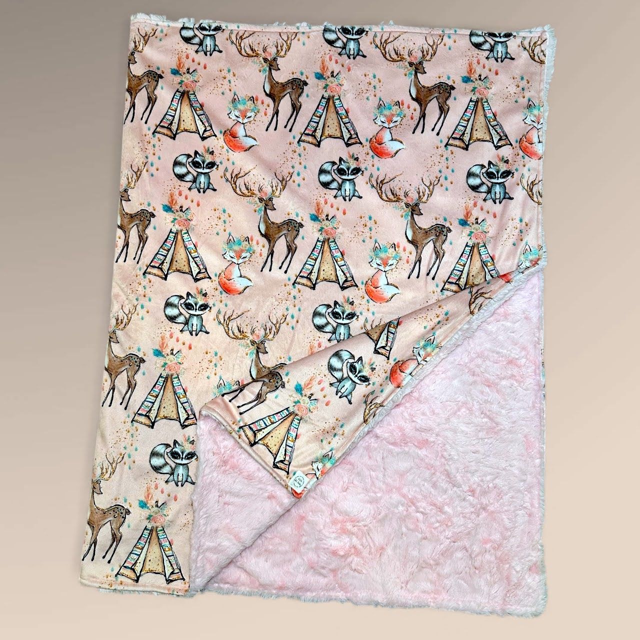 Light Coral Girly Woodland - CRIB SIZE