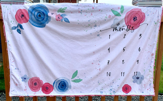 Pink and Blue Flowers - CRIB SIZE