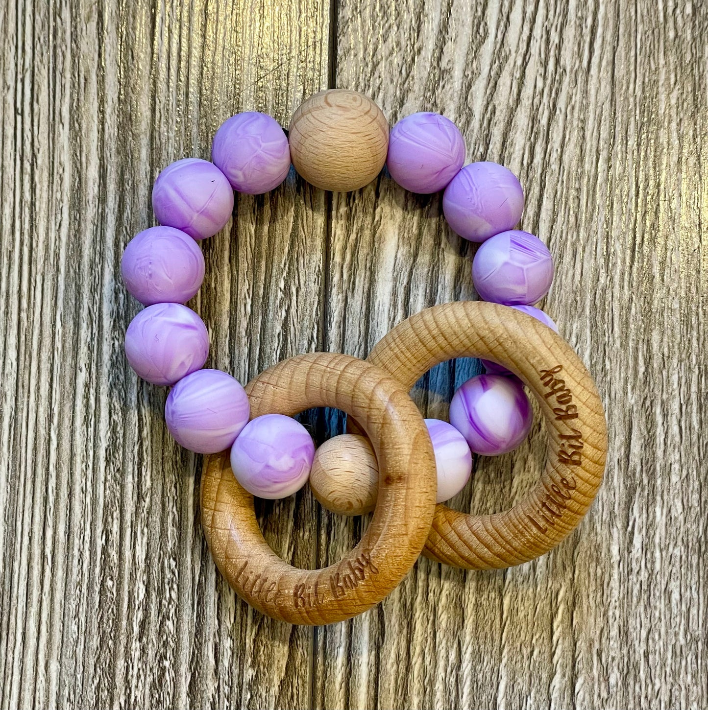 Beech Wood Rattle - Purple Marble