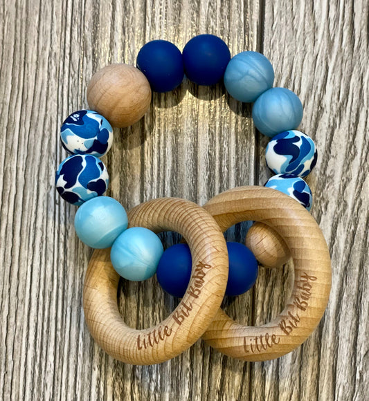 Beech Wood Rattle - Blue Camo