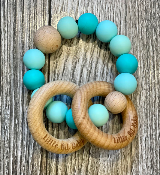 Beech Wood Rattle - Multi Tone Teal