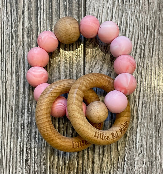 Beech Wood Rattle - Coral Marble