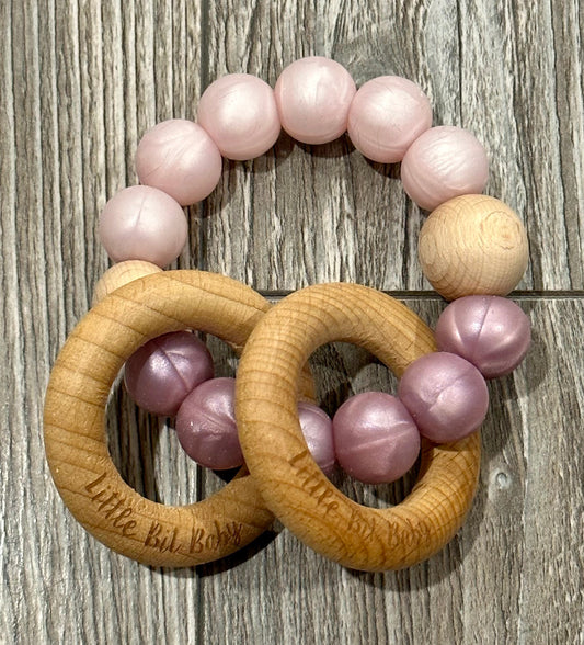 Beech Wood Rattle - Pearl Pink and Pearl Rose