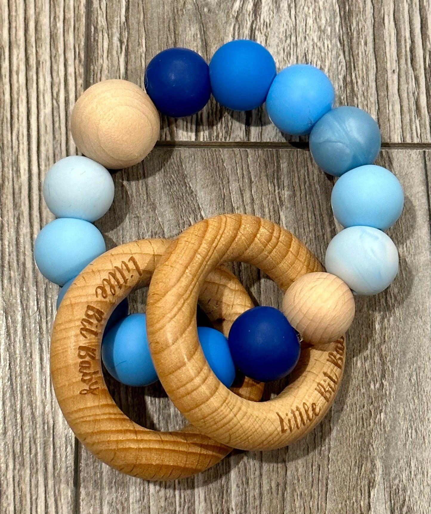 Beech Wood Rattle - Multi Blues