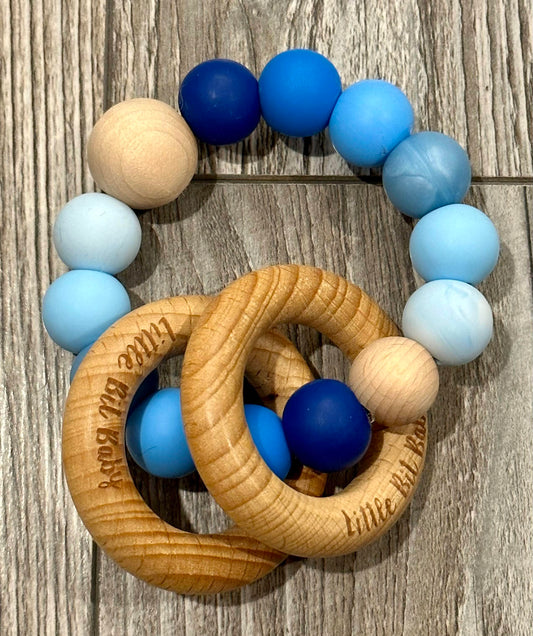Beech Wood Rattle - Multi Blues