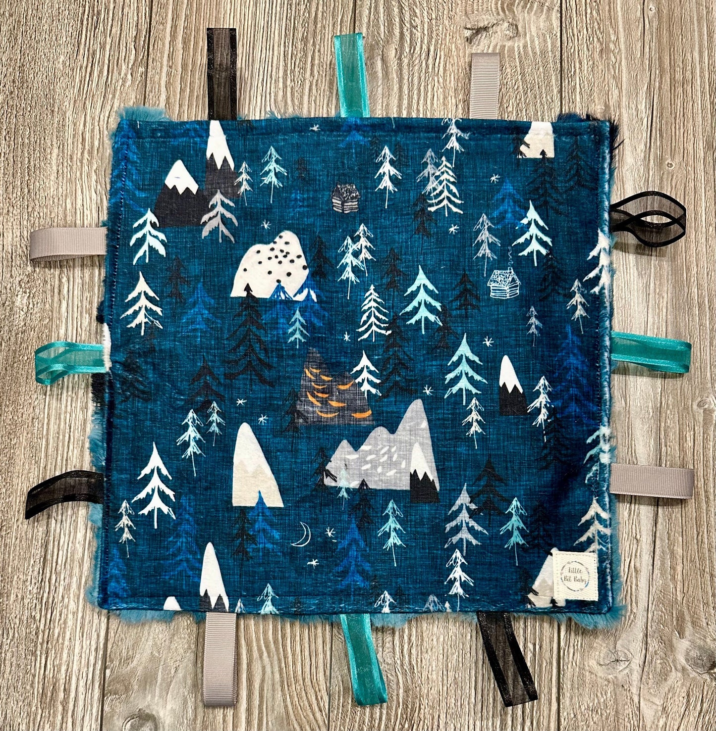Dark Teal Trees and Mountains WITH Crinkle