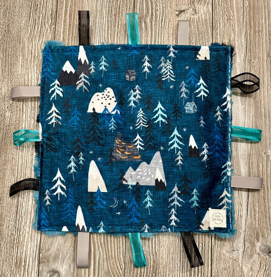 Dark Teal Trees and Mountains WITH Crinkle