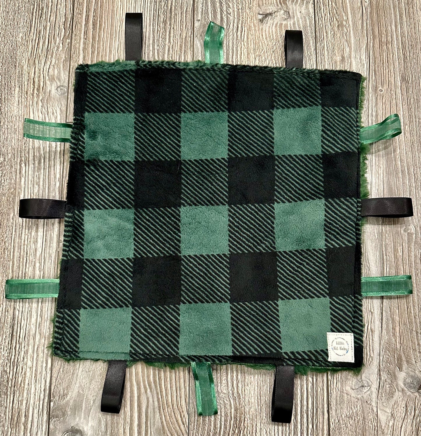 Black and Dark Green Plaid WITH Crinkle