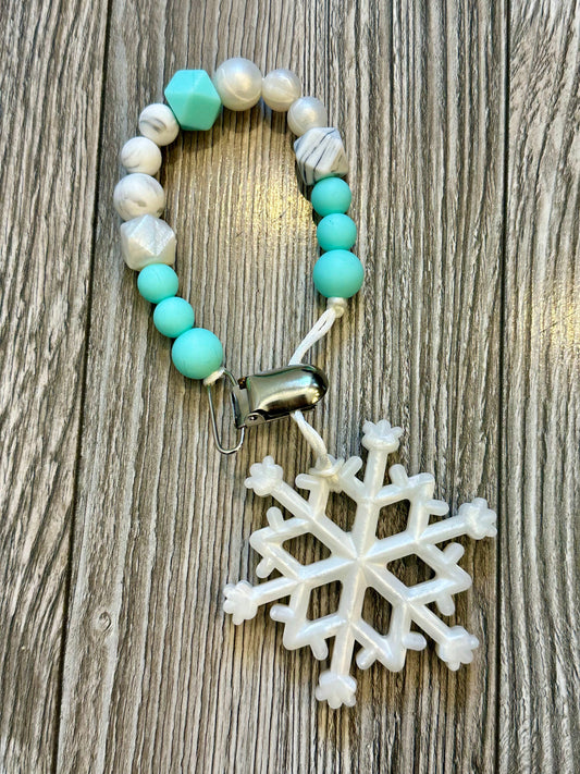 Soother Clip with Snowflake Teether