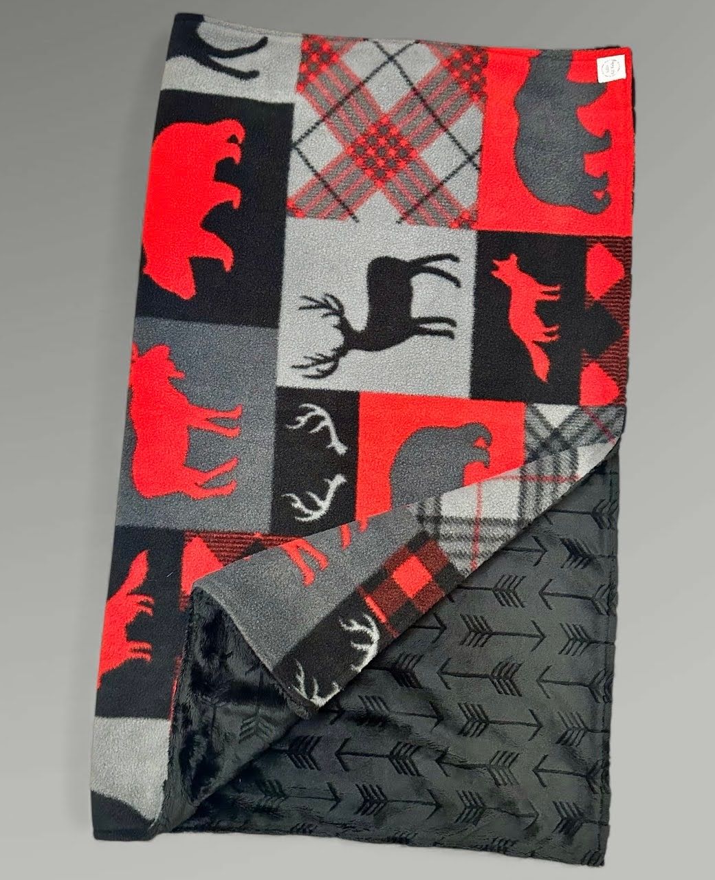 Black, Red and Gray Woodland (Fleece Front)