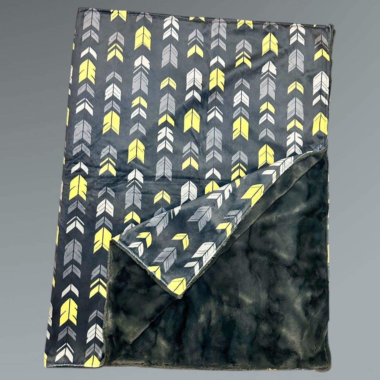 Dark Grey and Yellow Arrows - CRIB SIZE