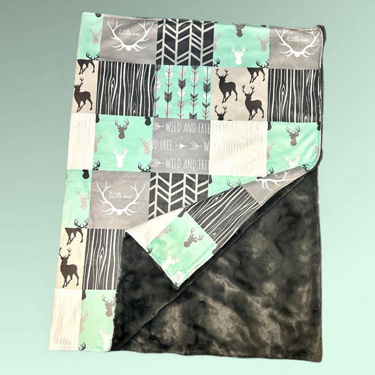 Teal and Grey Wild and Free - CRIB SIZE